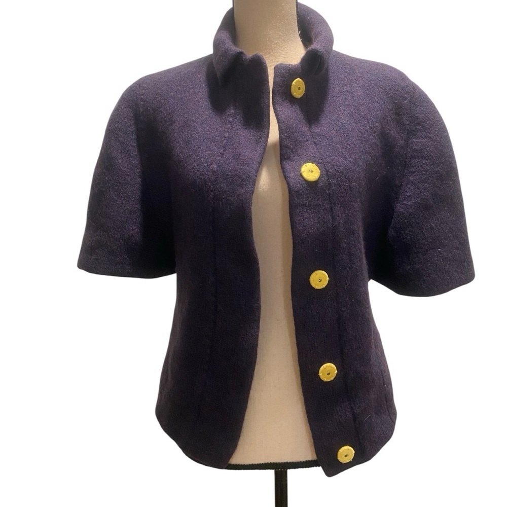 Alice & Olivia Women’s Purple Yellow Wool Silk Short Blazer Coat xs-s *
